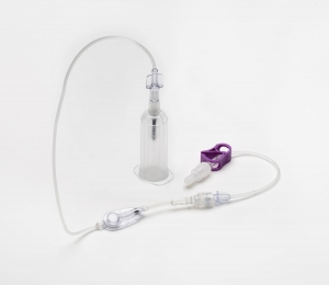 A Kurin Jet blood culture collection set for BD collection from a fresh peripheral IV catheter.